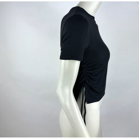 Lululemon Side Cinch Ribbed T-Shirt Black Women 6? Stretch Modal Crew Neck Yoga - Picture 6 of 12